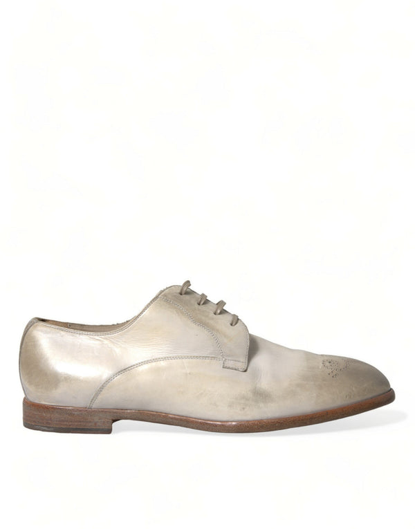 Weiße Derby-Schuhe aus Leder im Used-Look
