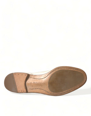 Weiße Derby-Schuhe aus Leder im Used-Look
