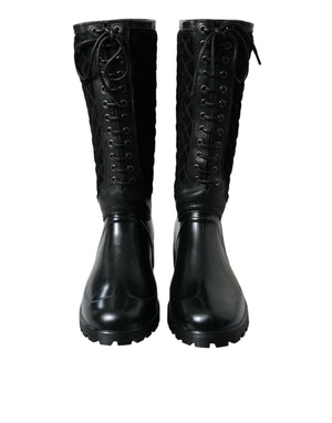 Schwarz Chioggia Gummi Wildleder Regen Stiefel Schuhe