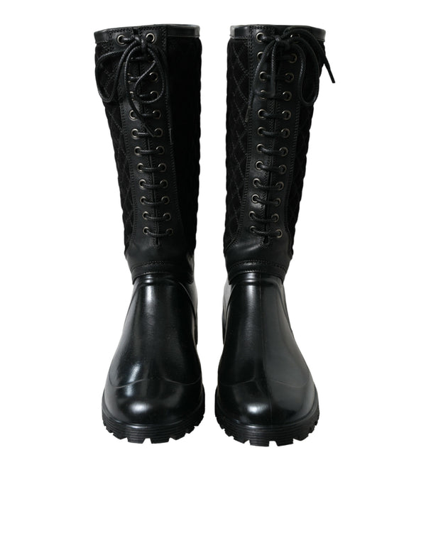 Schwarz Chioggia Gummi Wildleder Regen Stiefel Schuhe