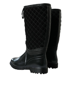 Schwarz Chioggia Gummi Wildleder Regen Stiefel Schuhe