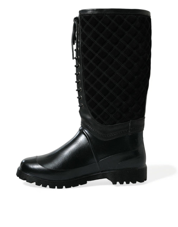 Schwarz Chioggia Gummi Wildleder Regen Stiefel Schuhe