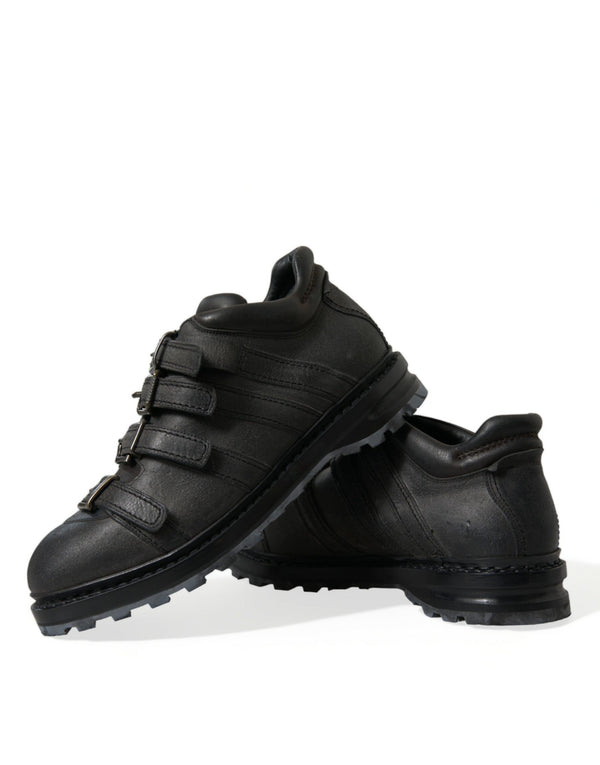 Schwarzes Leder Riemen Männer Stiefelette Schuhe