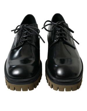 Schwarz Leder Lace Up Derby Männer Kleid Schuhe