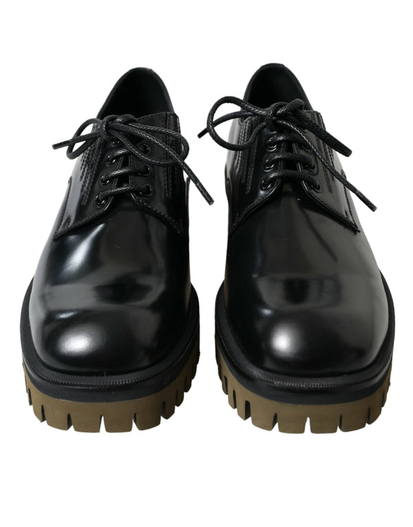 Schwarz Leder Lace Up Derby Männer Kleid Schuhe