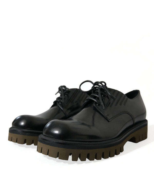 Schwarz Leder Lace Up Derby Männer Kleid Schuhe