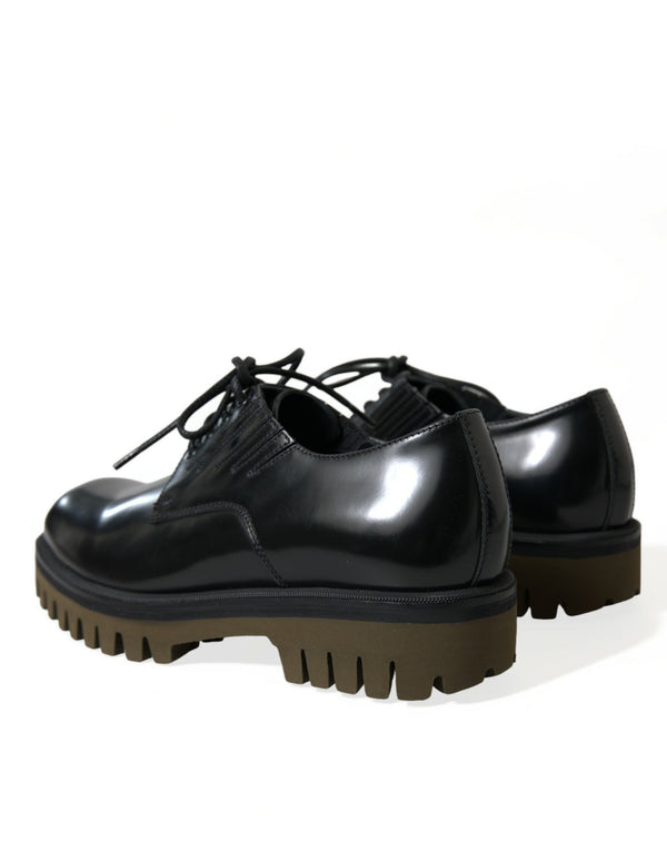 Schwarz Leder Lace Up Derby Männer Kleid Schuhe