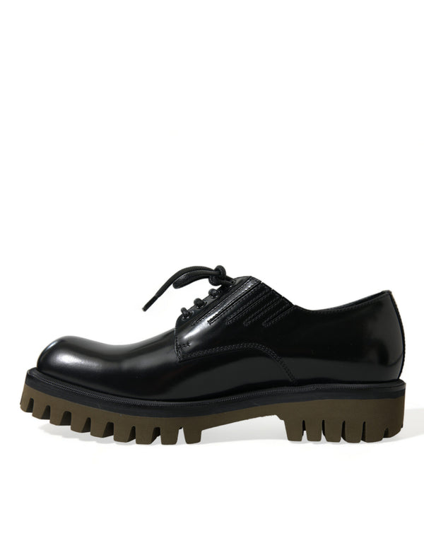 Schwarz Leder Lace Up Derby Männer Kleid Schuhe
