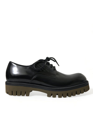 Schwarz Leder Lace Up Derby Männer Kleid Schuhe
