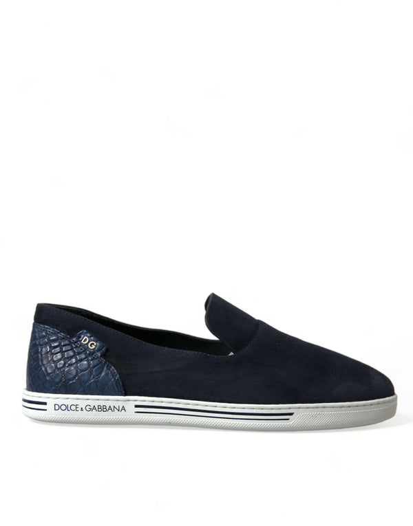 Blau Wildleder Kaiman Loafers Saint Tropez Schuhe