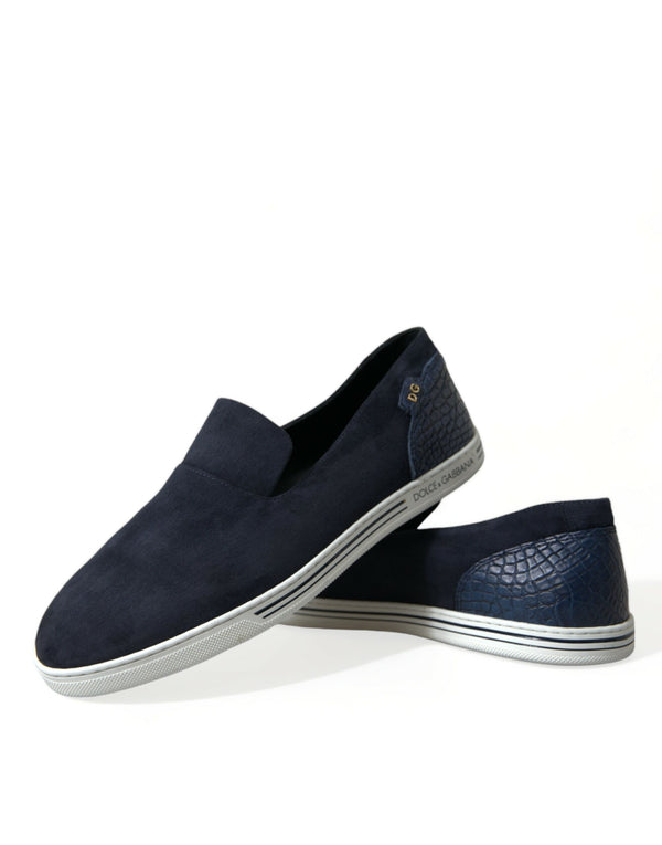 Blau Wildleder Kaiman Loafers Saint Tropez Schuhe
