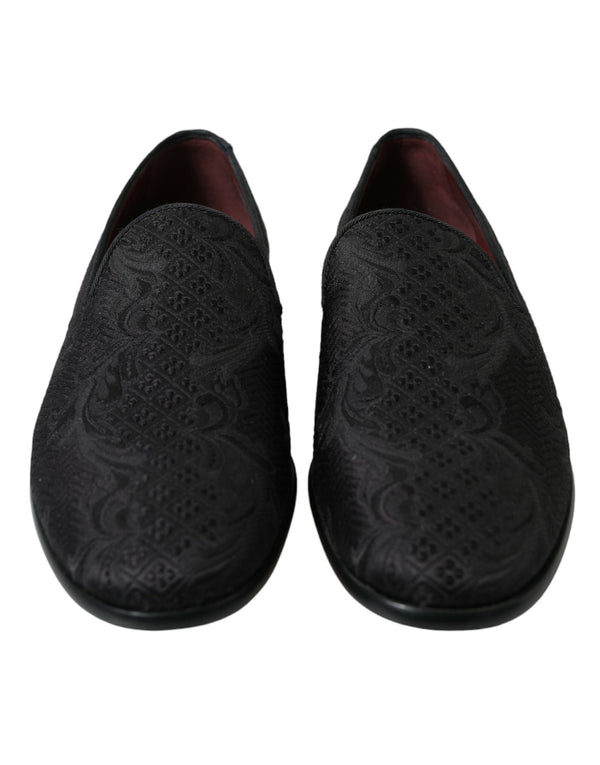 Schwarzer Brokat Männer Slip On Loafer Kleid Schuhe