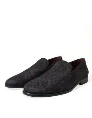 Schwarzer Brokat Männer Slip On Loafer Kleid Schuhe