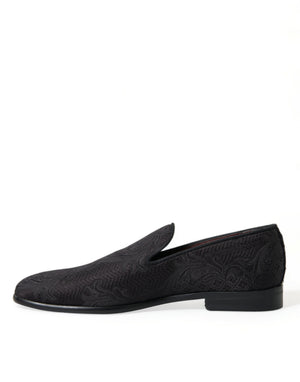 Schwarzer Brokat Männer Slip On Loafer Kleid Schuhe