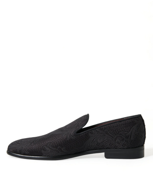 Schwarzer Brokat Männer Slip On Loafer Kleid Schuhe