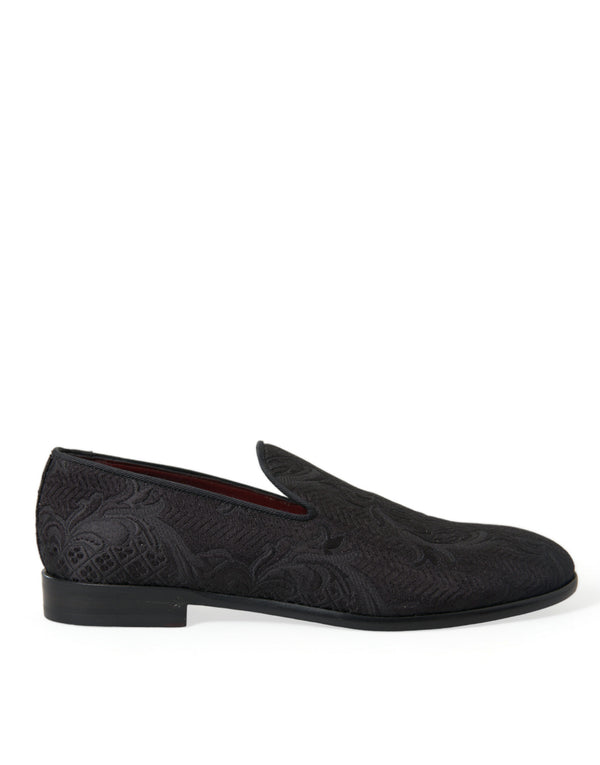 Schwarzer Brokat Männer Slip On Loafer Kleid Schuhe