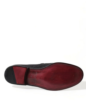 Schwarzer Brokat Männer Slip On Loafer Kleid Schuhe