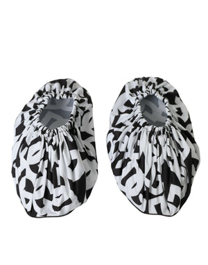 Weiß Logo Print Nylon Slip On Flats Schuhe