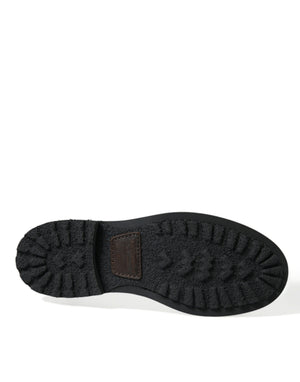 Schwarzes Leder Militär Kampfstiefel Schuhe