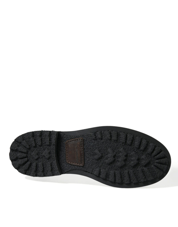 Schwarzes Leder Militär Kampfstiefel Schuhe