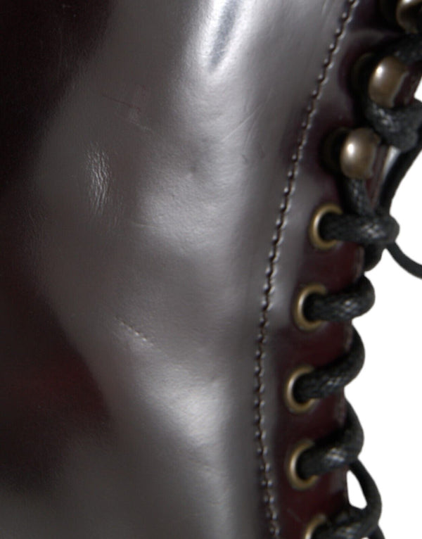 Schwarzes Leder Militär Kampfstiefel Schuhe