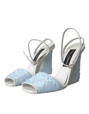 Hellblaue Pailletten Riemchensandalen Schuhe
