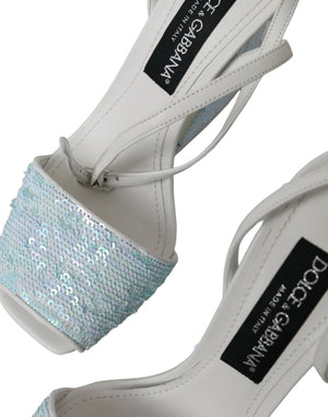 Hellblaue Pailletten Riemchensandalen Schuhe