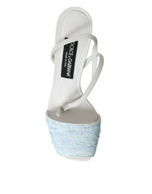 Hellblaue Pailletten Riemchensandalen Schuhe