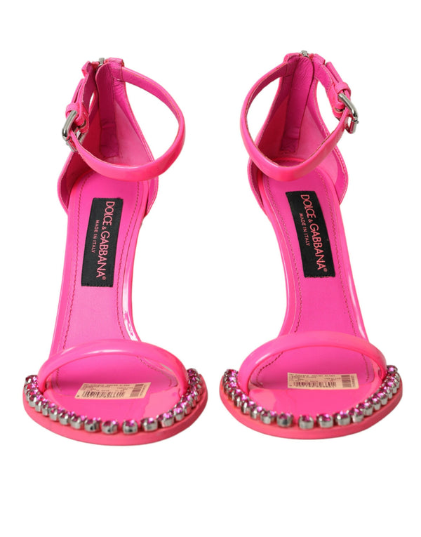 Rosa Leder Crystal Heels Sandalen Schuhe