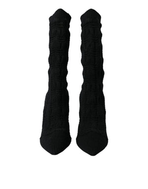 Schwarz Stiletto Heels Mid Calf Stiefel Schuhe