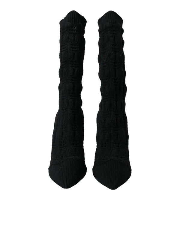 Schwarz Stiletto Heels Mid Calf Stiefel Schuhe