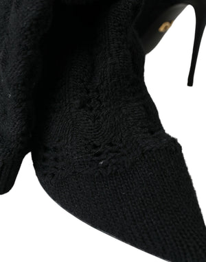 Schwarz Stiletto Heels Mid Calf Stiefel Schuhe