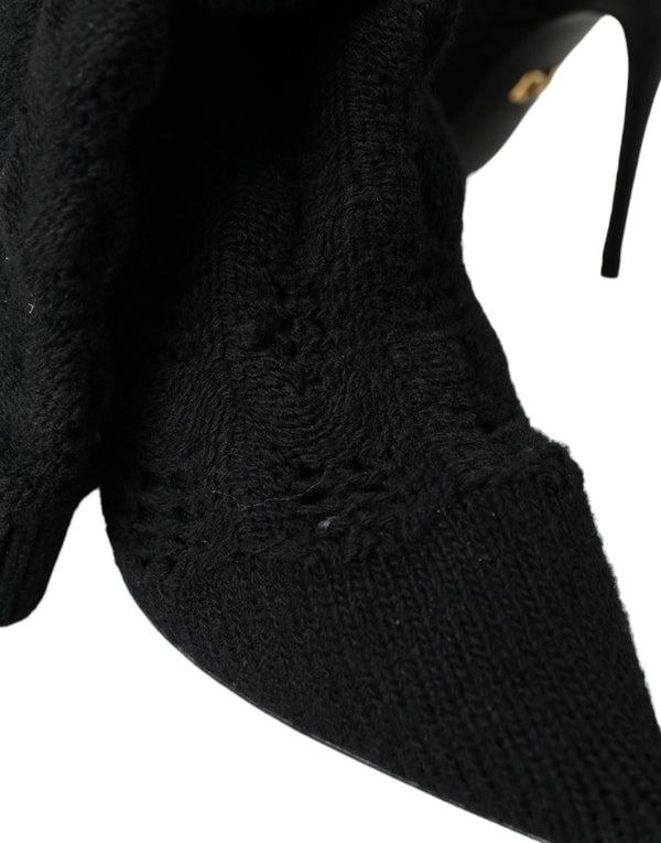 Schwarz Stiletto Heels Mid Calf Stiefel Schuhe
