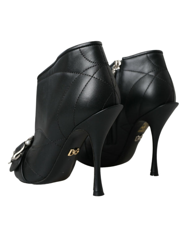 Schwarz Devotion Gesteppte Stiefel mit Schnalle Schuhe