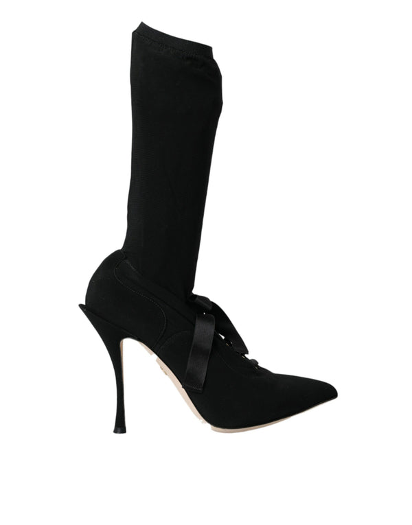 Schwarz Stiletto Heels Mid Calf Stiefel Schuhe
