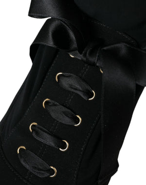 Schwarz Stiletto Heels Mid Calf Stiefel Schuhe