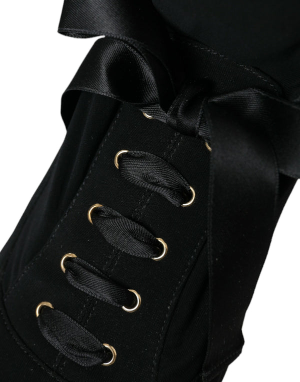 Schwarz Stiletto Heels Mid Calf Stiefel Schuhe