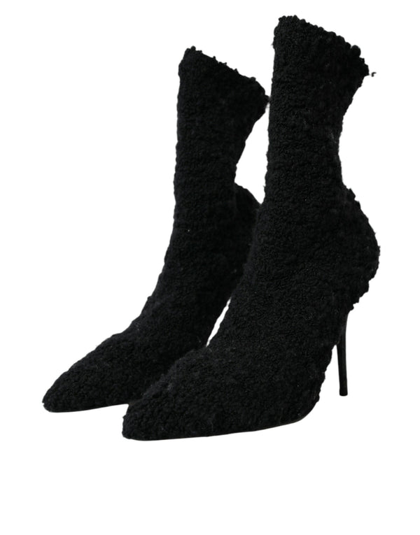 Schwarz Stiletto Heels Mid Calf Stiefel Schuhe