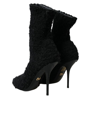 Schwarz Stiletto Heels Mid Calf Stiefel Schuhe