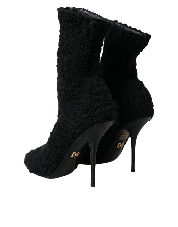 Schwarz Stiletto Heels Mid Calf Stiefel Schuhe