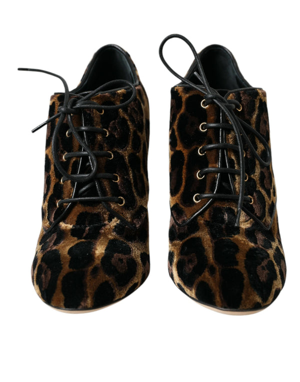 Braune Leopardenhaar Schnürstiefel Schuhe