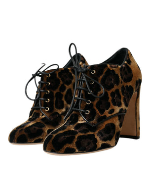 Braune Leopardenhaar Schnürstiefel Schuhe