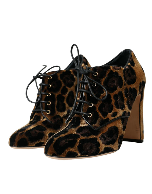 Braune Leopardenhaar Schnürstiefel Schuhe