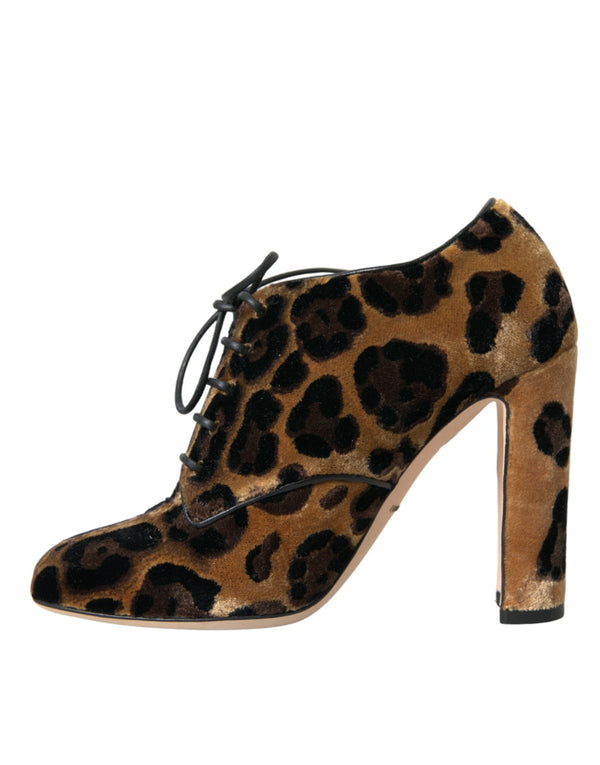 Braune Leopardenhaar Schnürstiefel Schuhe