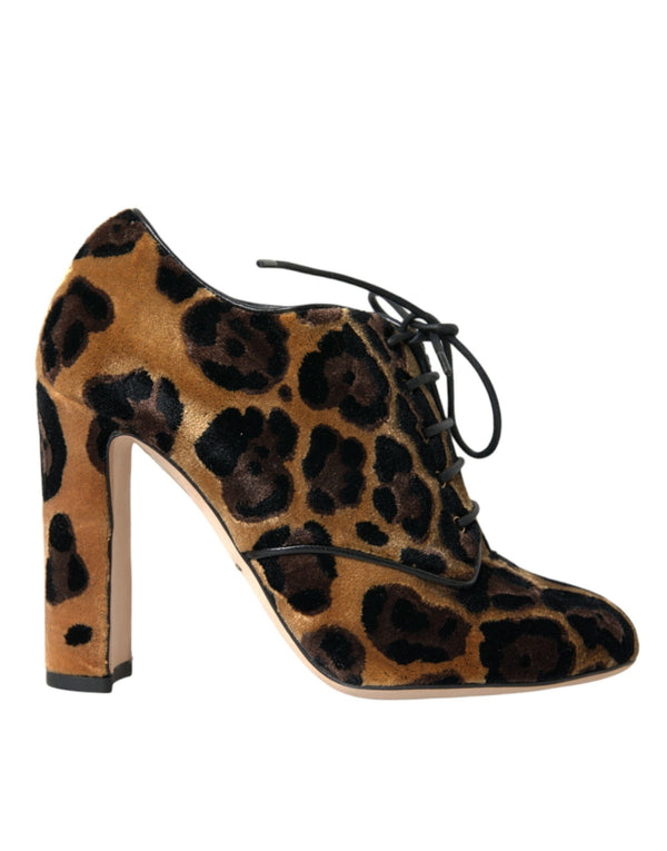 Braune Leopardenhaar Schnürstiefel Schuhe