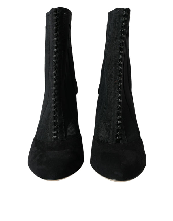 Schwarz Mesh Stiletto Heels Stiefelette Schuhe