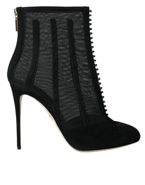Schwarz Mesh Stiletto Heels Stiefelette Schuhe