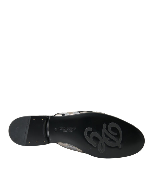 Graue Jacquard Kristall Pantolette Flache Sandalen Schuhe
