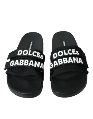 Schwarze Neopren Slides Flats Beachwear Schuhe