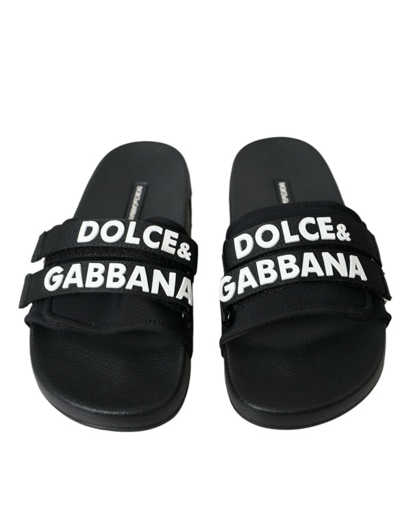 Schwarze Neopren Slides Flats Beachwear Schuhe
